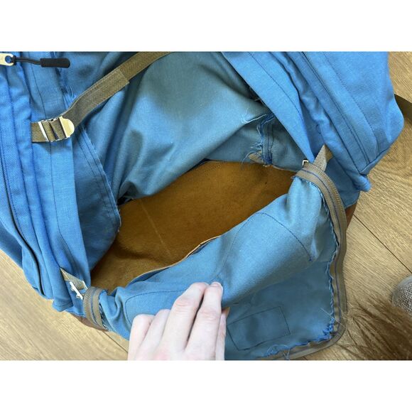 JANSPORT Vintage 80s Leather Bottom Hiking Backpack Daypack Outdoors USA Blue - Picture 6 of 12